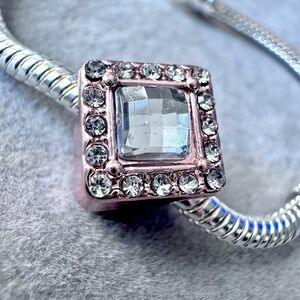 Square Rose‎ Gold Bead Spacer Charm fits European Bracelet